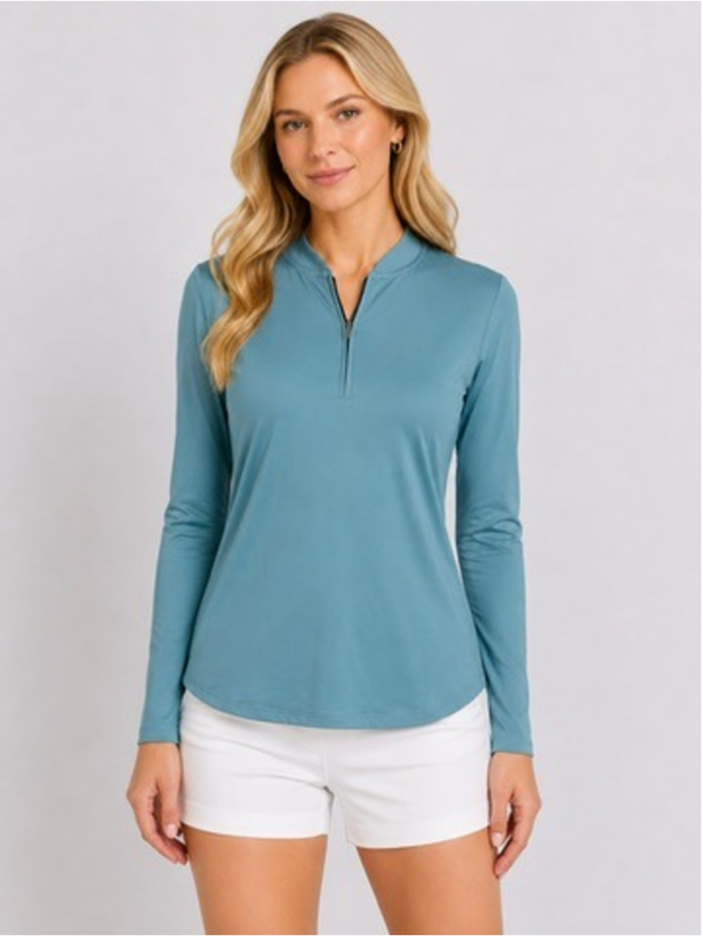 Peter Millar Womens Performance 1/4 Zip Golf Pullover Athletic Top Teal Size S